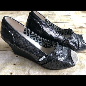 Toms Sparkly Wedges- Like New- Sz 8.5